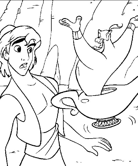 coloriage aladdin decouvre le genie